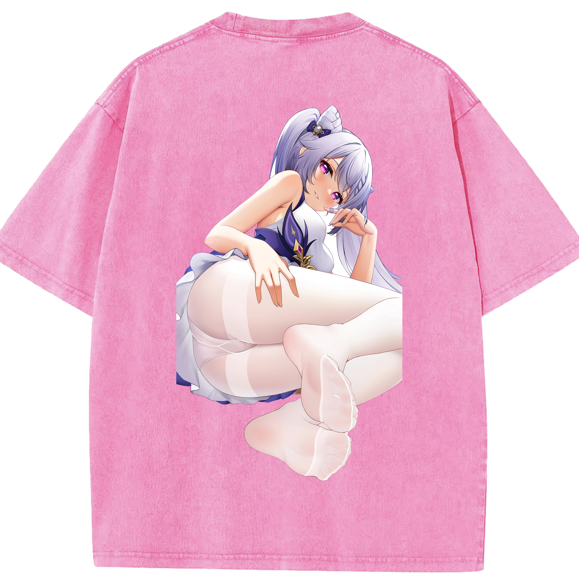 げんし神 刻晴 こくせい genshin Kokusei 綿100% ヴィンテージ風 半袖Tシャツ（背面プリント）